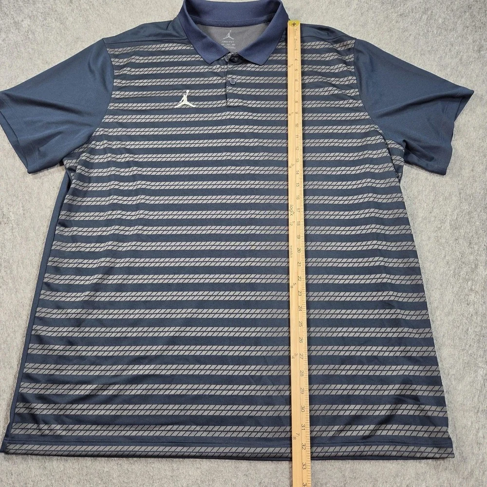 Jordan Polo Shirt Mens 2XL Blue Stripe Dri-FIT Golf Performance FN6924-422